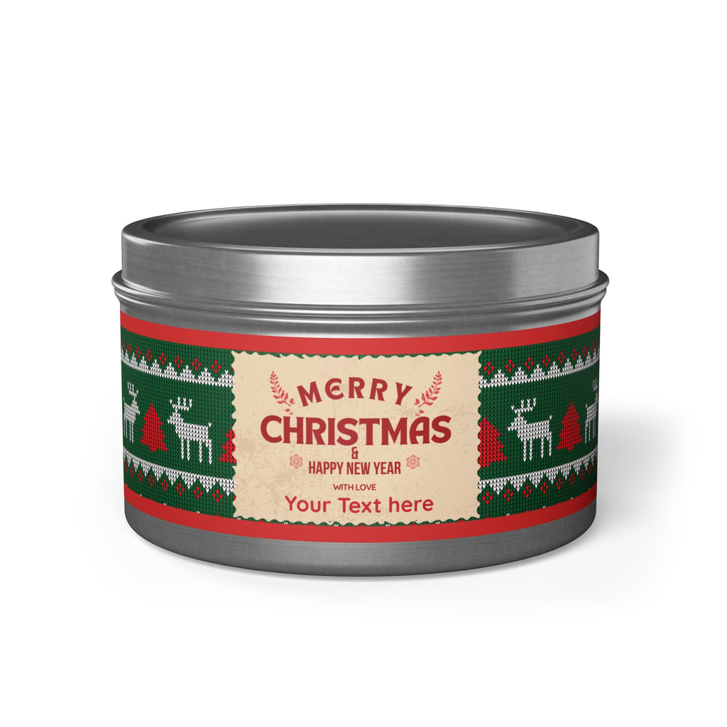 Merry Christmas Tin Candle — Holiday Scented Tin (4oz, 8oz) - Personalization available