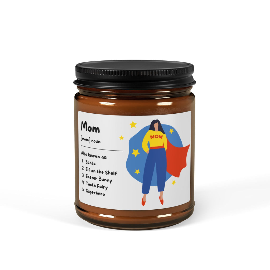 Mom Superhero Scented Soy Candle — Amber Jar (4oz, 9oz)