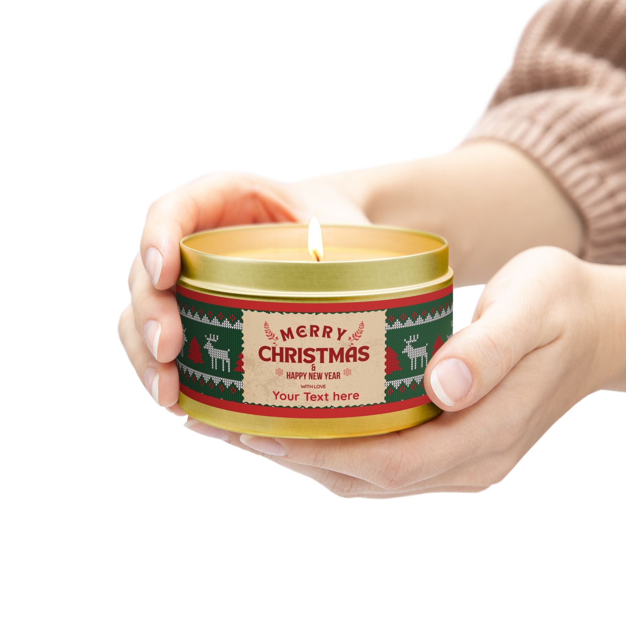 Merry Christmas Tin Candle — Holiday Scented Tin (4oz, 8oz) - Personalization available