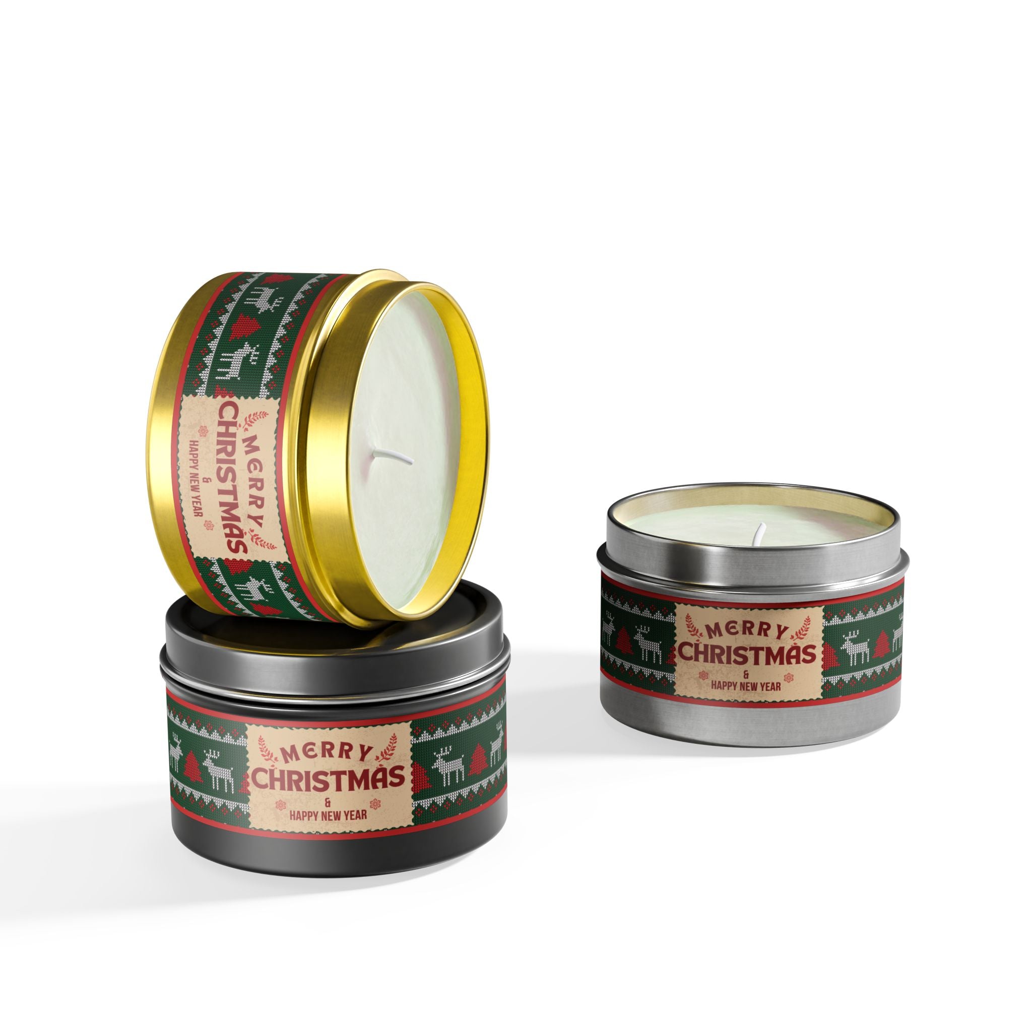 Merry Christmas Tin Candle — Holiday Scented Tin (4oz, 8oz)