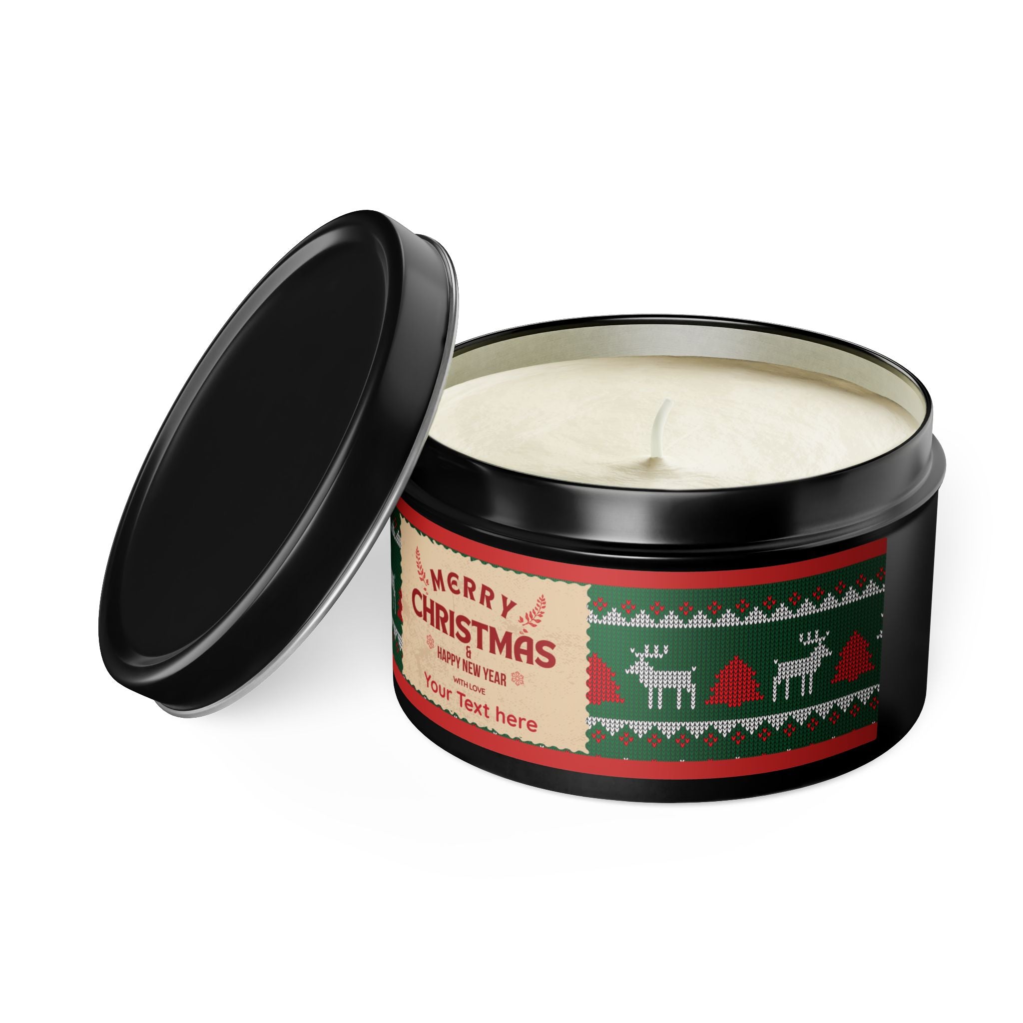 Merry Christmas Tin Candle — Holiday Scented Tin (4oz, 8oz) - Personalization available