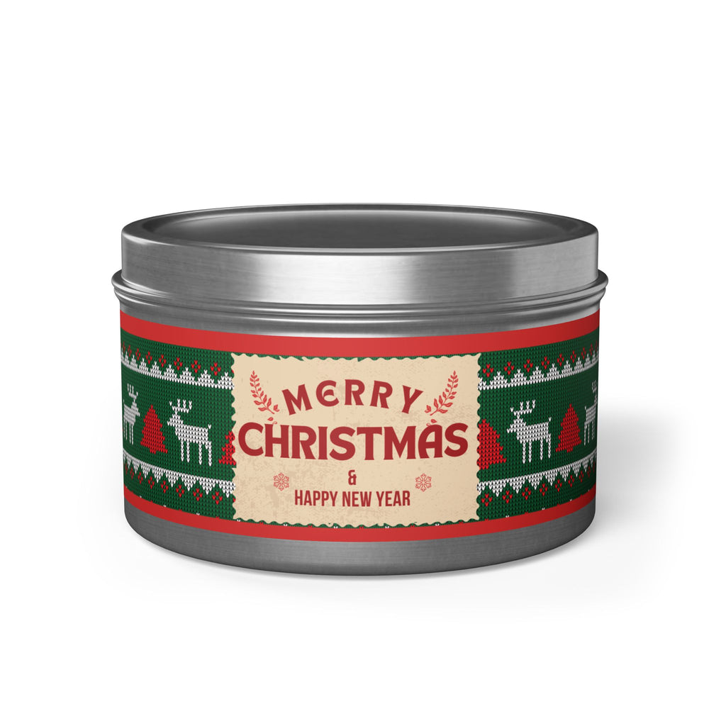 Merry Christmas Tin Candle — Holiday Scented Tin (4oz, 8oz)