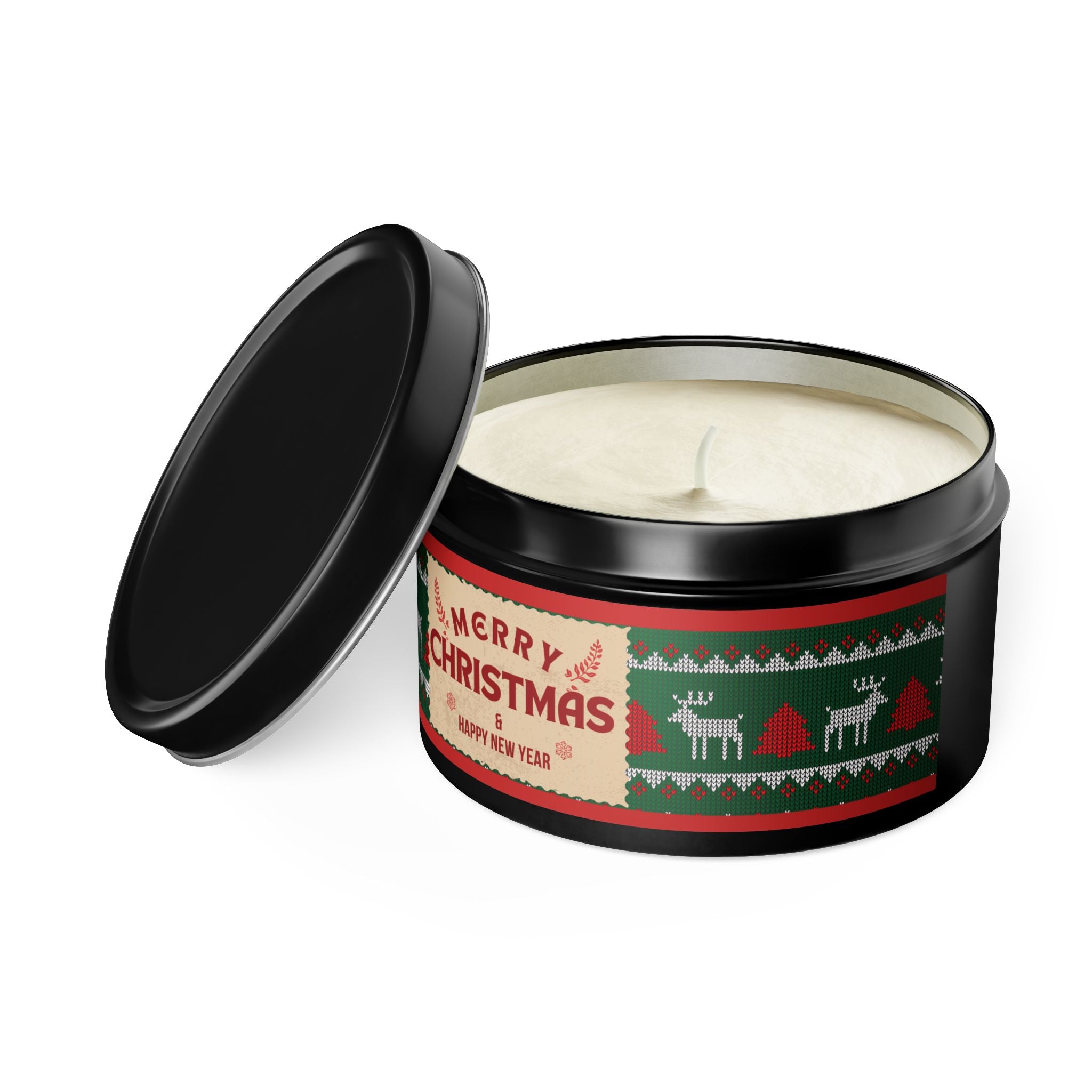 Merry Christmas Tin Candle — Holiday Scented Tin (4oz, 8oz)