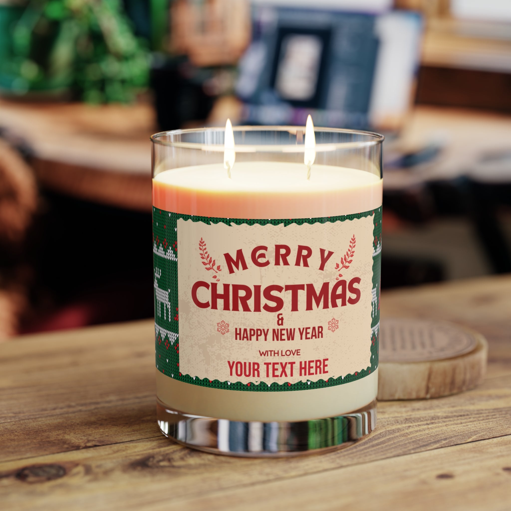 Christmas Wreath 11oz Scented Candle — Personalized Holiday Gift