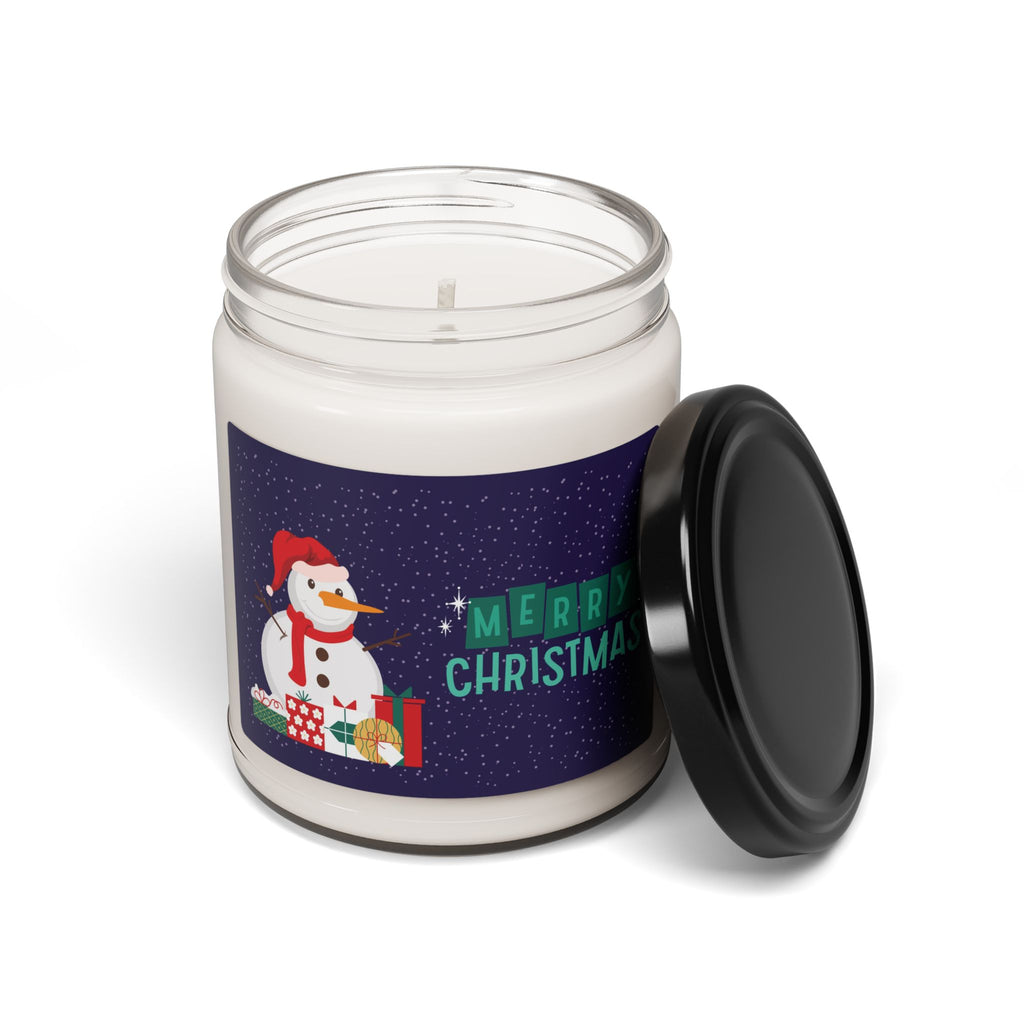 Snowman Holiday Label Candle Jar, Scented Soy Candle 9oz | Christmas Mug Trees Cocoa