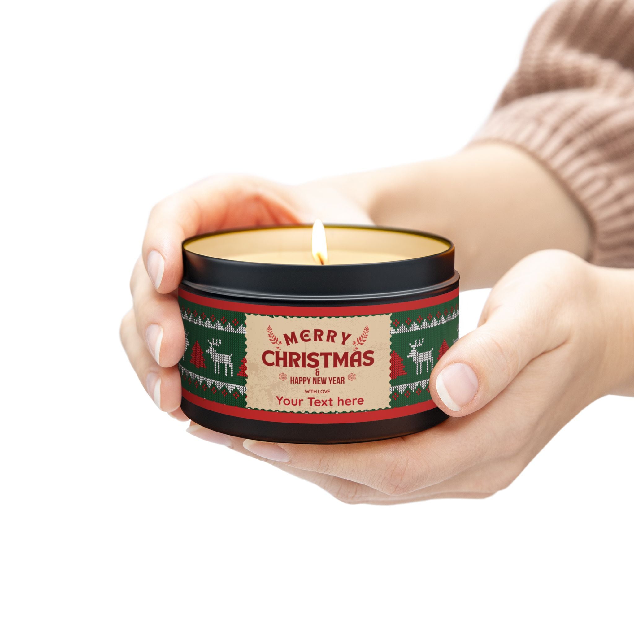 Merry Christmas Tin Candle — Holiday Scented Tin (4oz, 8oz) - Personalization available